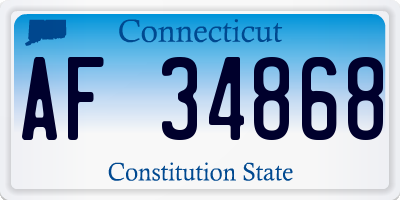 CT license plate AF34868