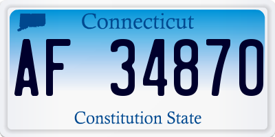 CT license plate AF34870