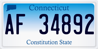 CT license plate AF34892