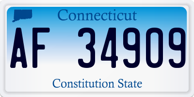 CT license plate AF34909
