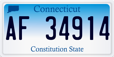 CT license plate AF34914