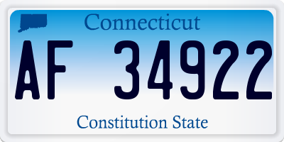CT license plate AF34922