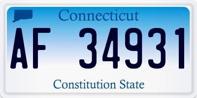 CT license plate AF34931