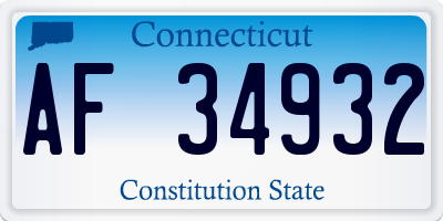 CT license plate AF34932