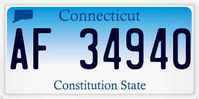 CT license plate AF34940
