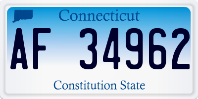CT license plate AF34962