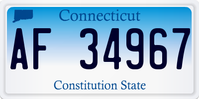 CT license plate AF34967