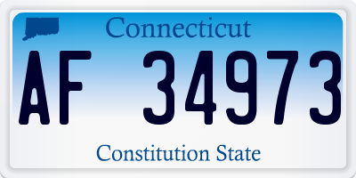 CT license plate AF34973