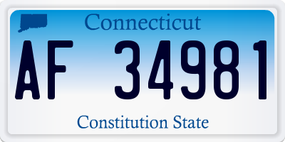 CT license plate AF34981