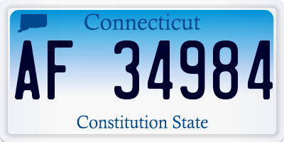 CT license plate AF34984