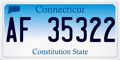 CT license plate AF35322
