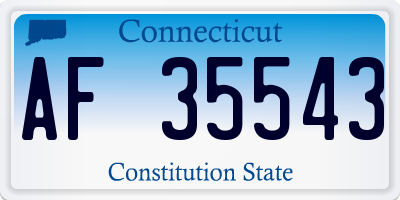 CT license plate AF35543