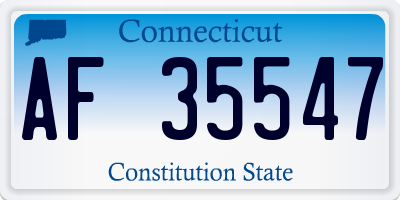 CT license plate AF35547