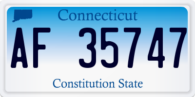 CT license plate AF35747