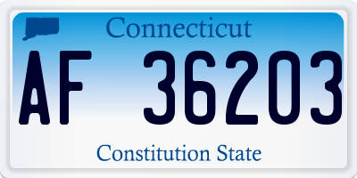 CT license plate AF36203