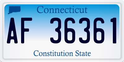 CT license plate AF36361