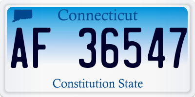 CT license plate AF36547
