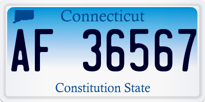 CT license plate AF36567