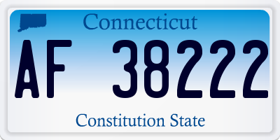 CT license plate AF38222