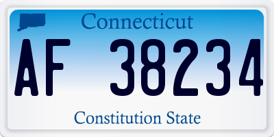 CT license plate AF38234
