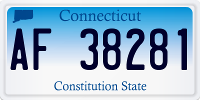 CT license plate AF38281