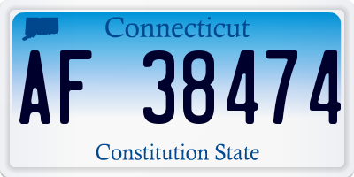 CT license plate AF38474
