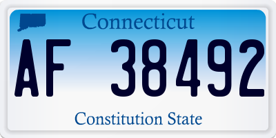 CT license plate AF38492