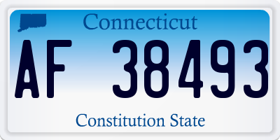 CT license plate AF38493