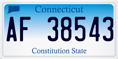 CT license plate AF38543