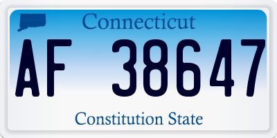 CT license plate AF38647
