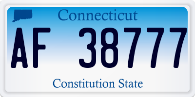 CT license plate AF38777