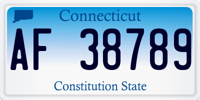 CT license plate AF38789