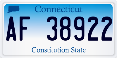 CT license plate AF38922