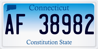 CT license plate AF38982