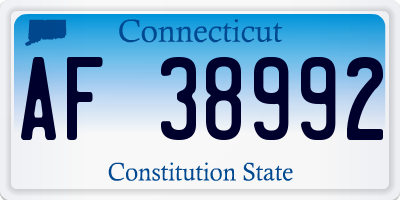 CT license plate AF38992