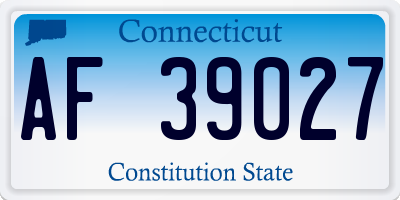 CT license plate AF39027