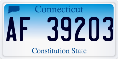 CT license plate AF39203