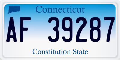 CT license plate AF39287