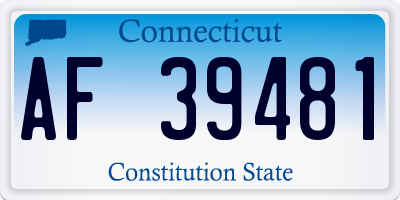 CT license plate AF39481