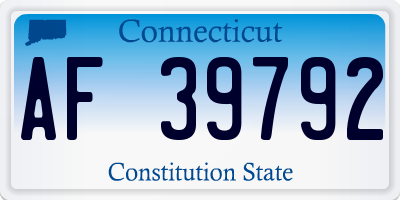CT license plate AF39792