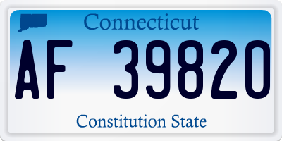 CT license plate AF39820