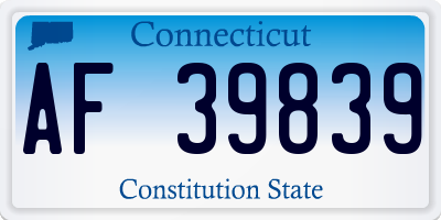 CT license plate AF39839