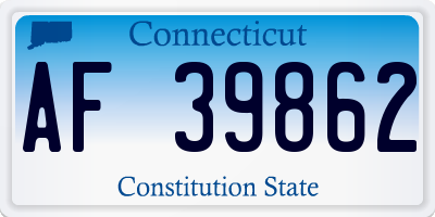 CT license plate AF39862