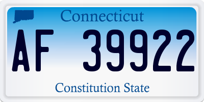 CT license plate AF39922