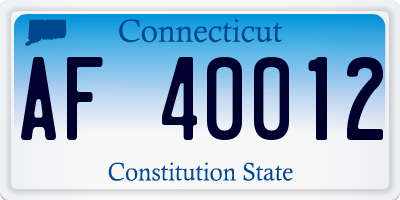 CT license plate AF40012