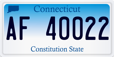 CT license plate AF40022