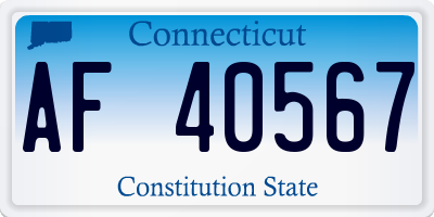 CT license plate AF40567