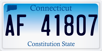 CT license plate AF41807