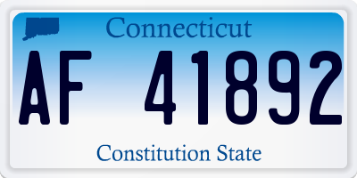 CT license plate AF41892