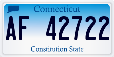 CT license plate AF42722